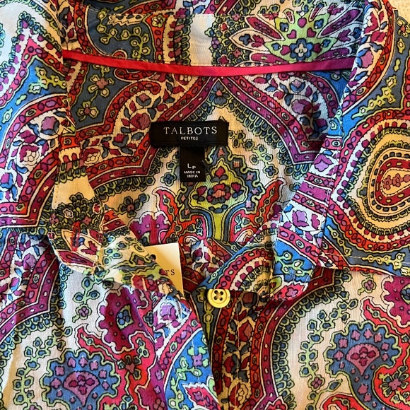 Talbots Paisley Long-Sleeve blouse size PL - Picture 8 of 9